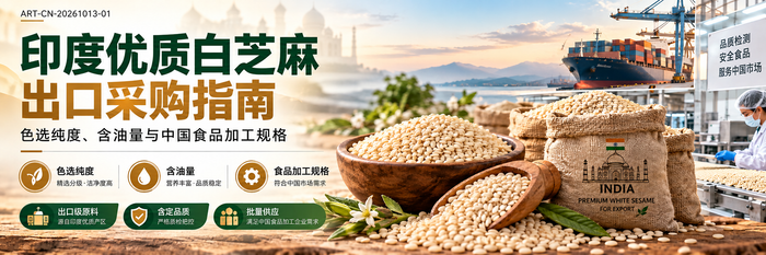 印度古吉拉特白芝麻出口采购指南：色选纯度、含油量与中国食品规格