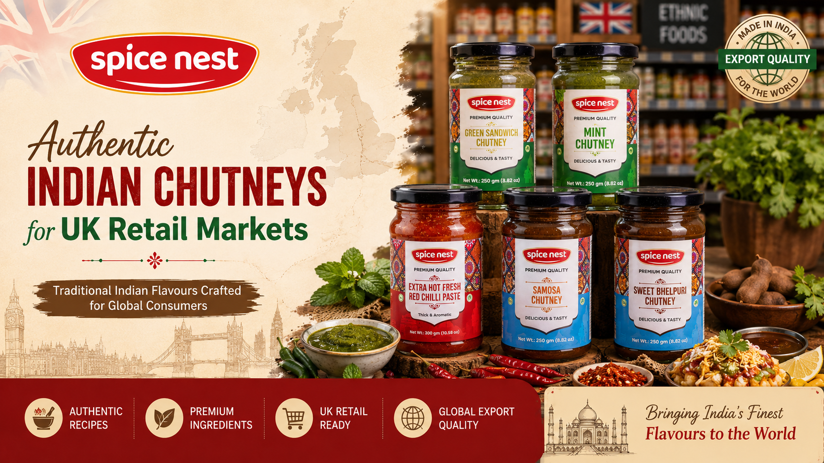 Authentic Indian Chutneys for UK Retail Markets