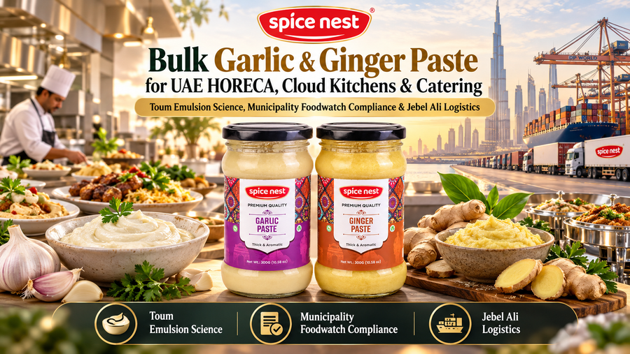 Bulk Garlic & Ginger Paste for UAE HORECA: Compliance, Logistics & Toum Science