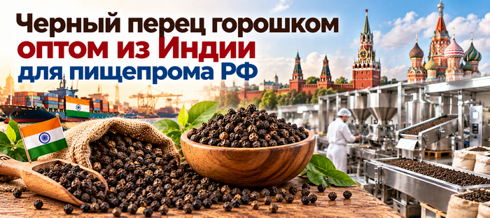 Черный перец горошком оптом из Индии для пищепрома РФ
