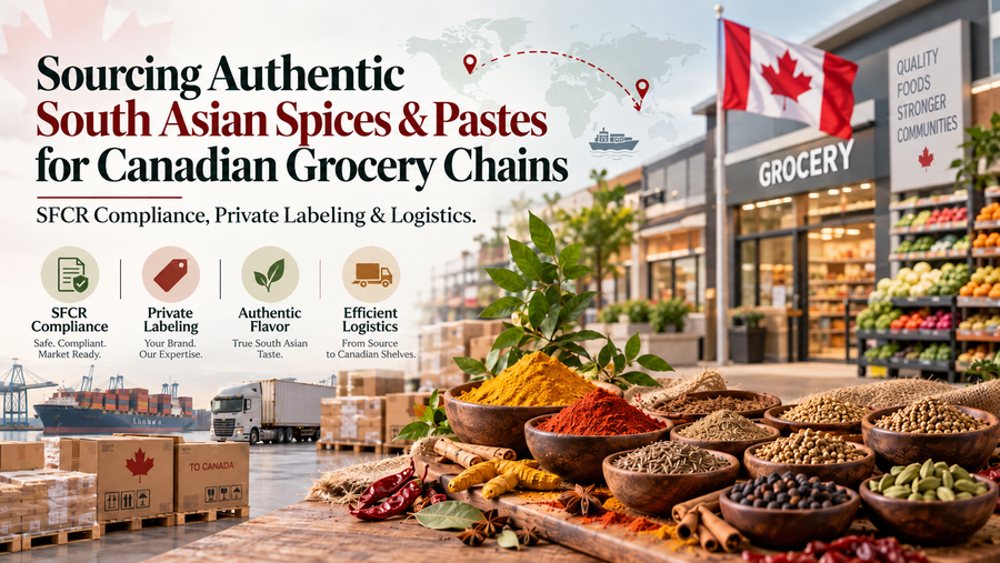 Sourcing Authentic South Asian Spices & Pastes for Canadian Grocery Chains: SFCR Compliance, Private Labeling & Logistics