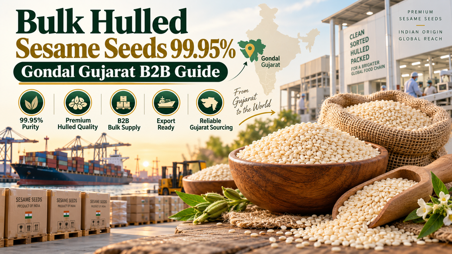 Bulk Hulled Sesame Seeds 99.95% Gondal Gujarat B2B Guide