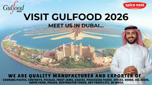 Gulfood 2026 event in Dubai, showcasing the global food industry's largest trade show with dual venues at Dubai World Trade Centre and Expo City.