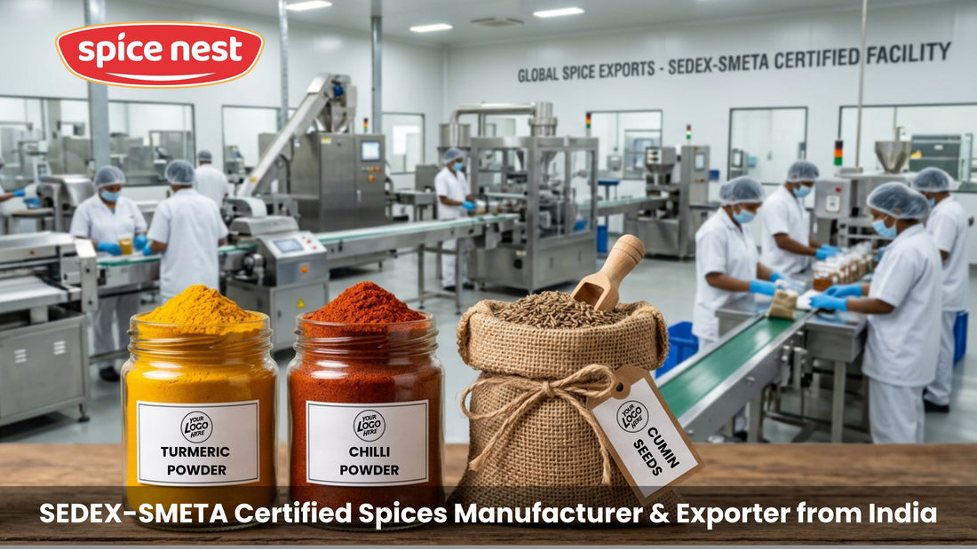 SEDEX-SMETA certified spices manufacturer and exporter from India, showcasing spices cultivation and processing.