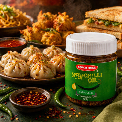 Spice Nest Green Chilli Oil – Extra Hot | For Cooking, Dipping & Pizza | 120g