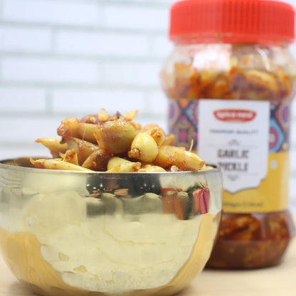Authentic garlic pickle Lehsun achar fresh garlic cloves mustard oil