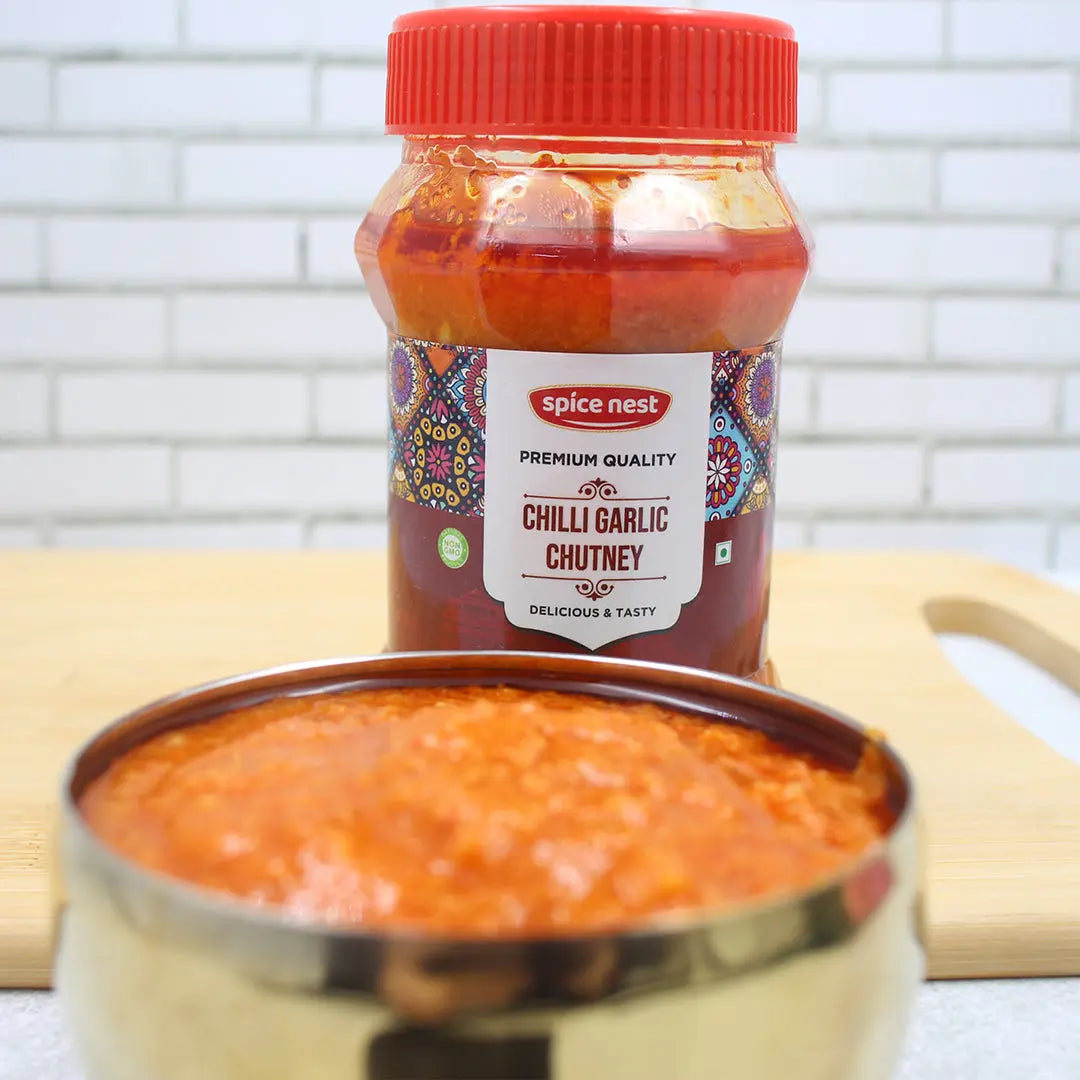 Traditional Rajasthani style chilli garlic chutney fiery bold authentic