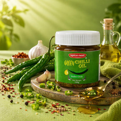 Spice Nest Green Chilli Oil – Extra Hot | For Cooking, Dipping & Pizza | 120g