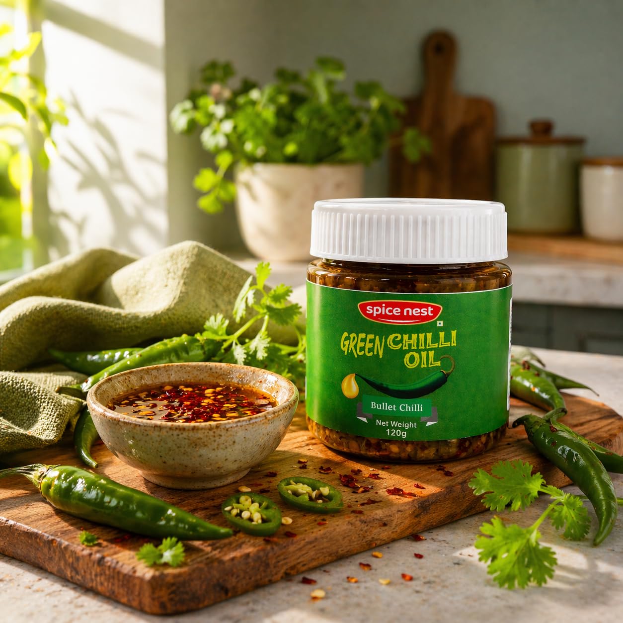Spice Nest Green Chilli Oil – Extra Hot | For Cooking, Dipping & Pizza | 120g