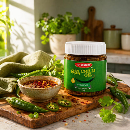 Spice Nest Green Chilli Oil – Extra Hot | For Cooking, Dipping & Pizza | 120g