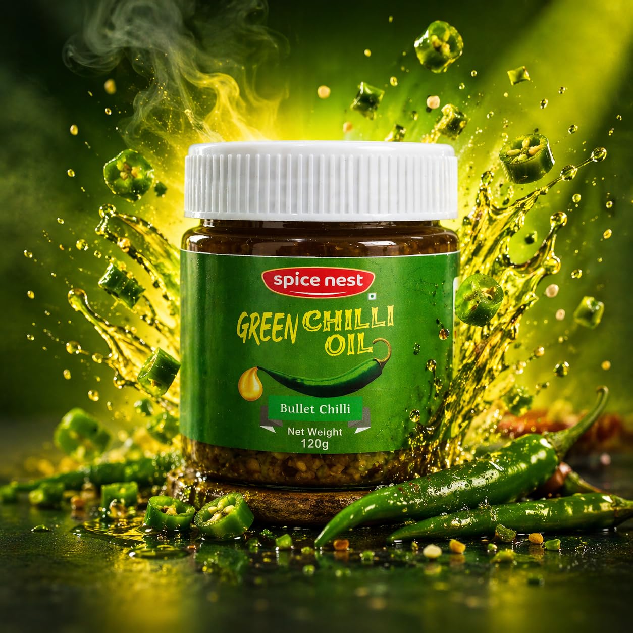 Spice Nest Green Chilli Oil – Extra Hot | For Cooking, Dipping & Pizza | 120g