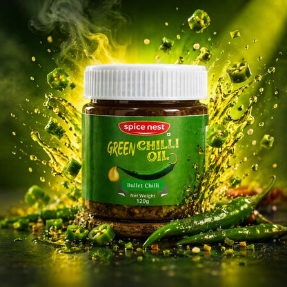 Spice Nest Green Chilli Oil – Extra Hot | For Cooking, Dipping & Pizza | 120g
