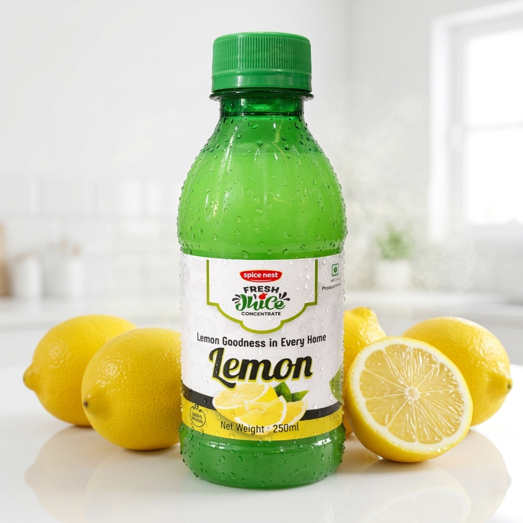 Spice Nest Lemon Juice 250ml | 99.99% Real Lemon Juice Concentrate | Ideal for Cooking, Baking, Mocktails & Salads | Refreshing Lemon Flavour