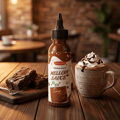 Indian-made rich chocolate topping for desserts waffles and beverages