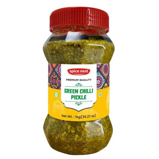 Green Chilli Pickle Bottle 1kg fiery spicy traditional Indian achar
