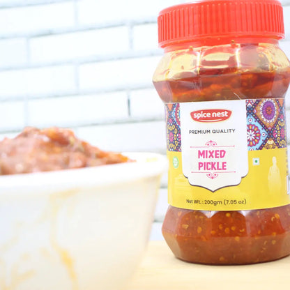 Spice Nest branded mixed veg pickle tangy spicy aromatic Indian spices
