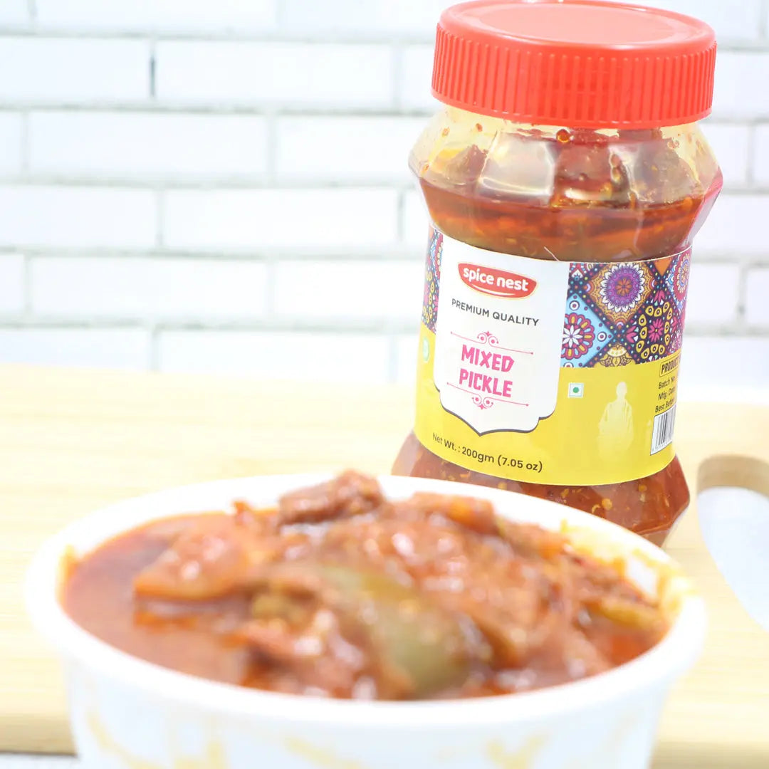 Mixed pickle Indian achar vegetables fruits blend multiple pack sizes