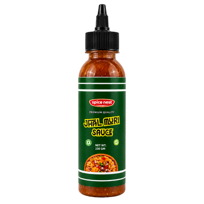 Spice Nest Jhal Muri Sauce 230g bottle, spicy Indian snack topping.