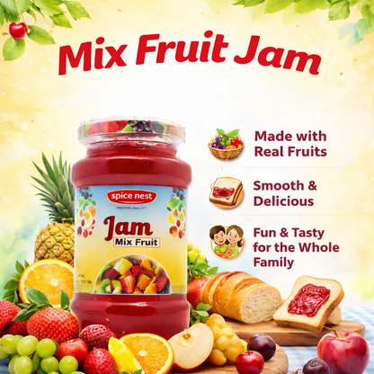 Mix Fruit Jam by Spice Nest, made with real fruits, smooth and delicious, perfect for the whole family.