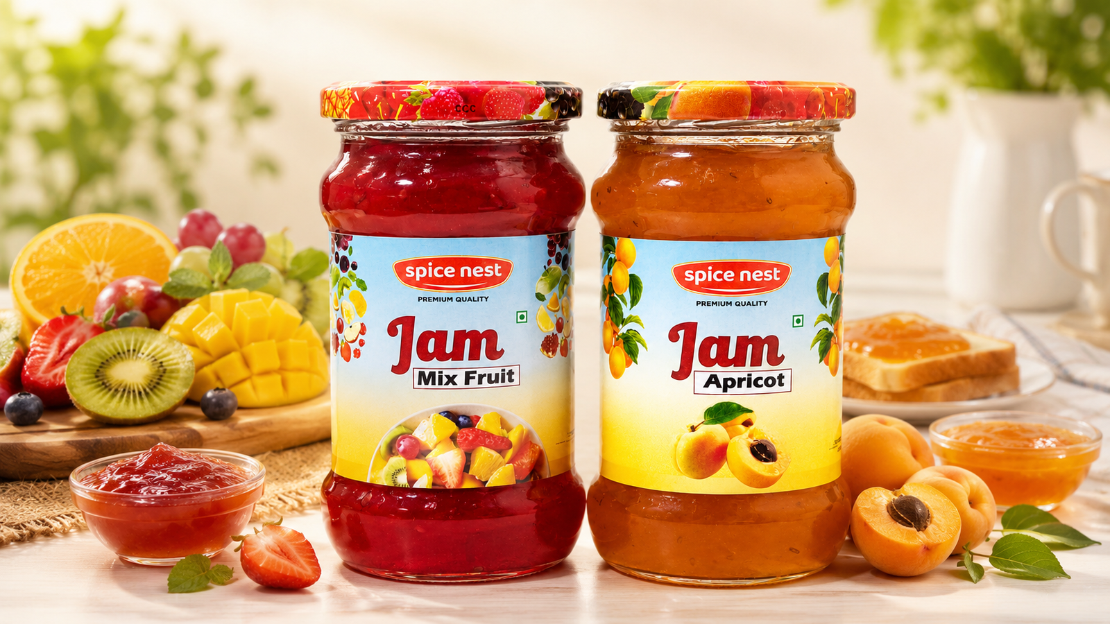 Spice Nest Twin Delight Jam Combo – Mixed Fruit & Apricot