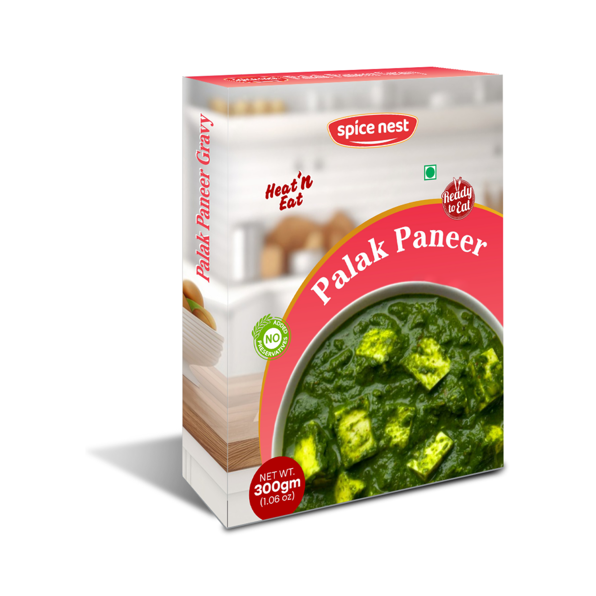 Ready to eat palak paneer with fresh spinach and paneer cheese - premium Indian frozen meal