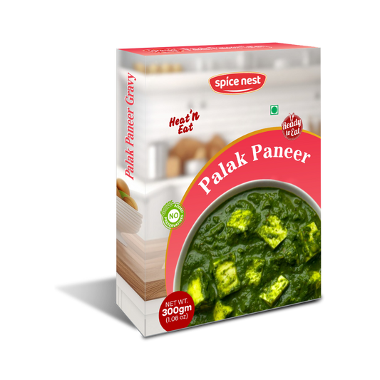 Ready to eat palak paneer with fresh spinach and paneer cheese - premium Indian frozen meal