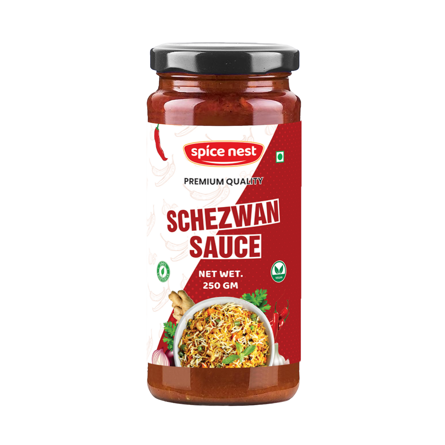 Spice Nest Schezwan Sauce in retail and bulk packaging