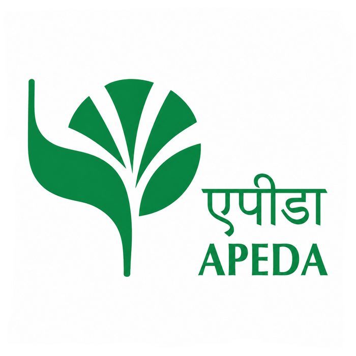 Green APEDA logo with a stylized leaf and the text 'सुबि APEDA' on a plain white background.