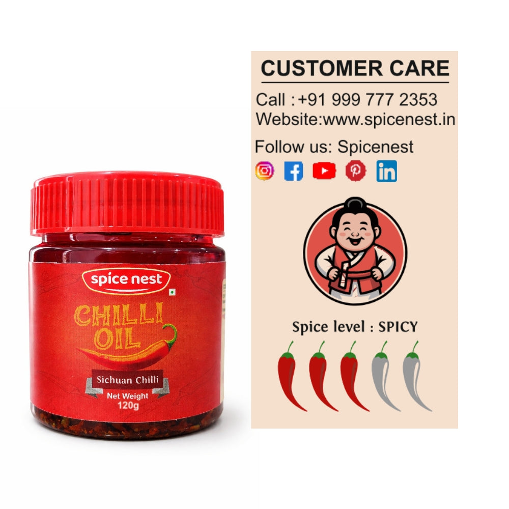 Spice Nest Chilli Oil 120g – Spicy Chilli Garlic Oil for Noodles, Momos & Dumplings