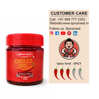 Spice Nest Chilli Oil 120g – Spicy Chilli Garlic Oil for Noodles, Momos & Dumplings
