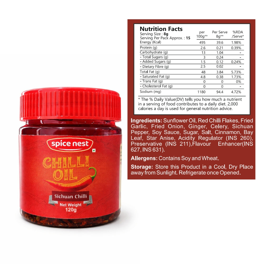 Spice Nest Chilli Oil 120g – Spicy Chilli Garlic Oil for Noodles, Momos & Dumplings