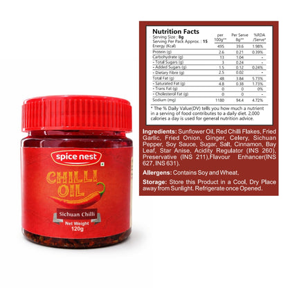 Spice Nest Chilli Oil 120g – Spicy Chilli Garlic Oil for Noodles, Momos & Dumplings
