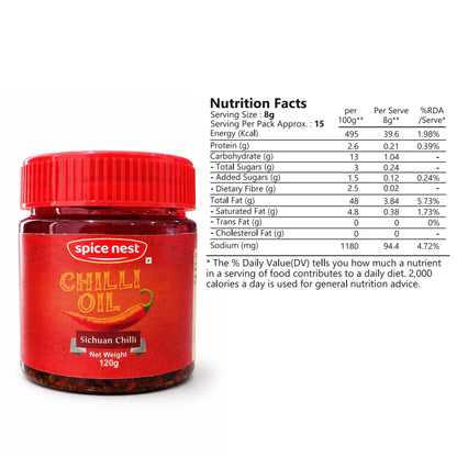 Spice Nest Chilli Oil 120g – Spicy Chilli Garlic Oil for Noodles, Momos & Dumplings