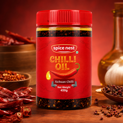 Spice Nest Chilli Oil 450g – Spicy Crispy Garlic Chilli Oil for Noodles, Momos, Fried Rice & Snacks