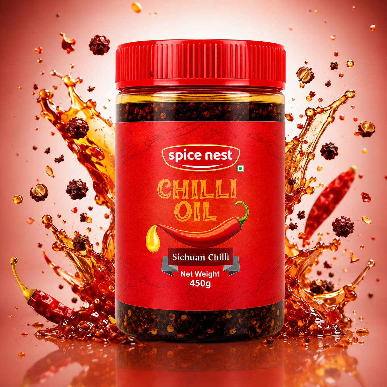 Spice Nest Chilli Oil 450g – Spicy Crispy Garlic Chilli Oil for Noodles, Momos, Fried Rice & Snacks