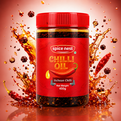 Spice Nest Chilli Oil 450g – Spicy Crispy Garlic Chilli Oil for Noodles, Momos, Fried Rice & Snacks