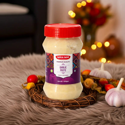 Fresh garlic paste cooking ingredient convenient jar packaging India