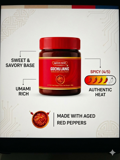 Spice Nest Korean Gochujang Chilli Paste 400g – Traditional Spicy Sauce for BBQ, Bibimbap & Tteokbokki