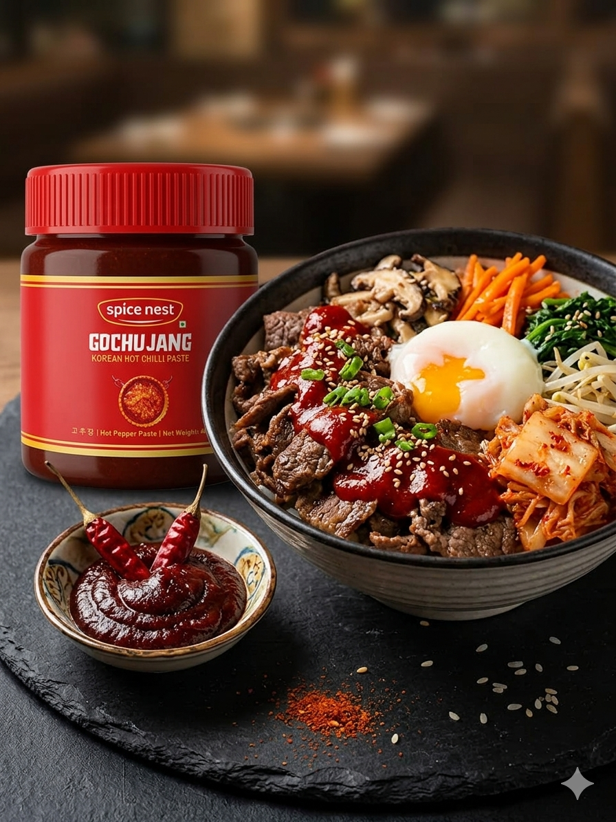 Spice Nest Korean Gochujang Chilli Paste 400g – Traditional Spicy Sauce for BBQ, Bibimbap & Tteokbokki