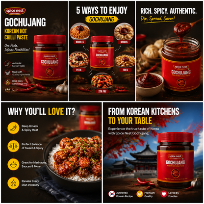 Spice Nest Korean Gochujang Chilli Paste 400g – Traditional Spicy Sauce for BBQ, Bibimbap & Tteokbokki