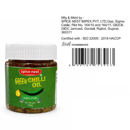 Spice Nest Green Chilli Oil – Extra Hot | For Cooking, Dipping & Pizza | 120g