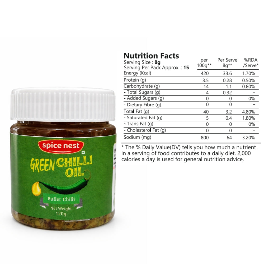 Spice Nest Green Chilli Oil – Extra Hot | For Cooking, Dipping & Pizza | 120g