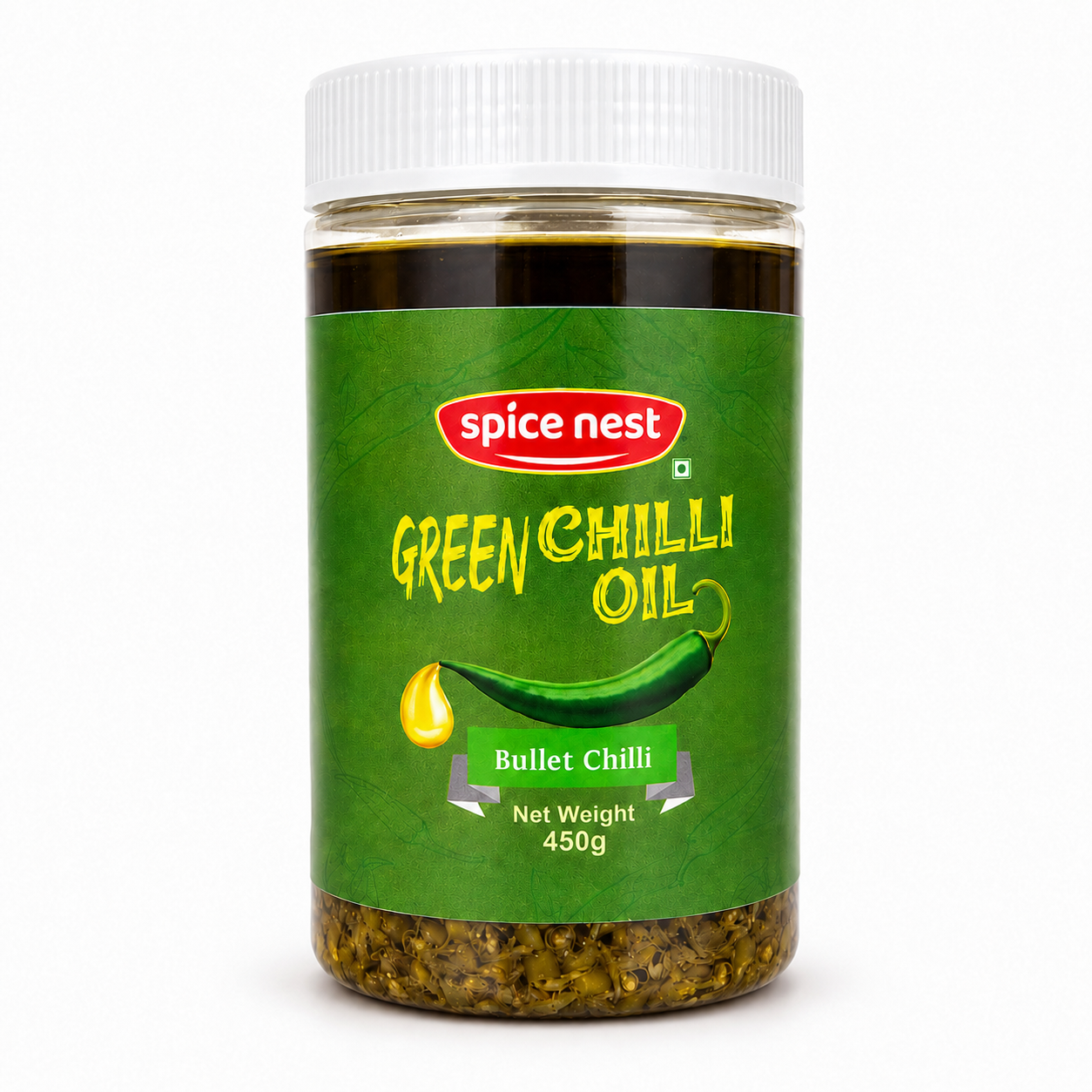 Spice Nest Green Chilli Oil 450g – Spicy Green Chilli Garlic Oil for Noodles, Momos & Snacks