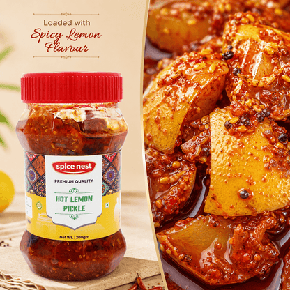 Spice Nest spicy lemon achar tangy pickle with mustard fenugreek turmeric available 200g to 1kg