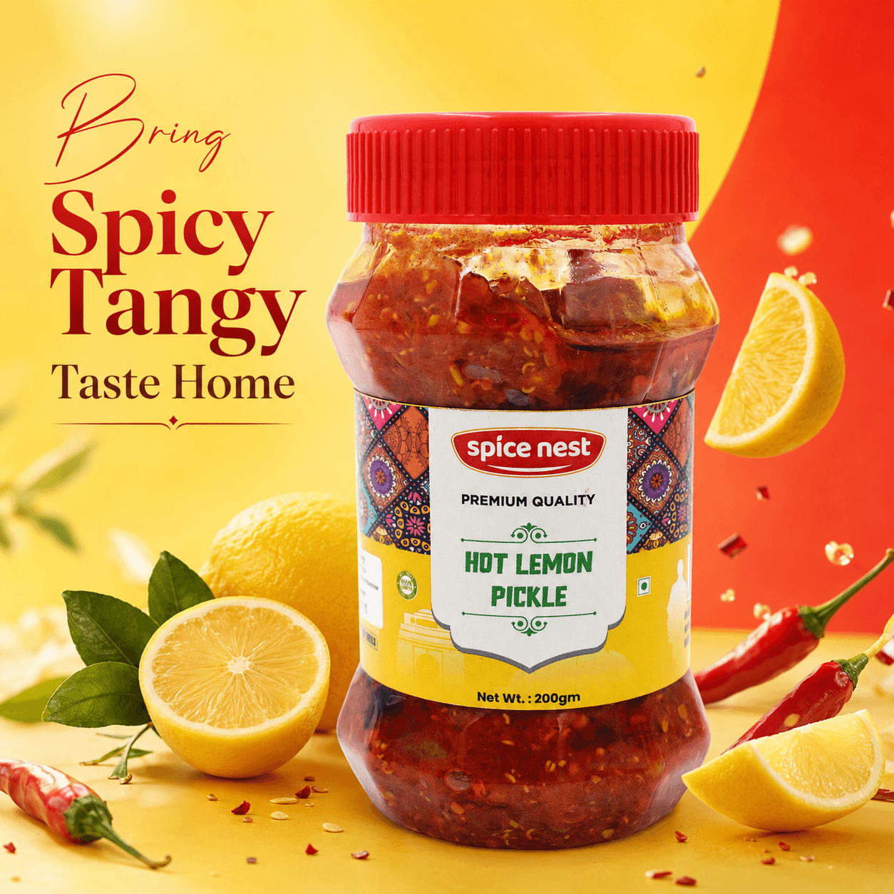 Spice Nest authentic hot lemon pickle spicy tangy flavor 200g 500g 1kg options
