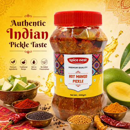 Spice Nest Hot Mango Pickle – Extra Spicy Indian Aam Ka Achar, Homemade Style