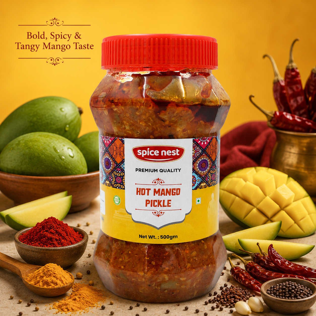 Spice Nest Hot Mango Pickle – Extra Spicy Indian Aam Ka Achar, Homemade Style