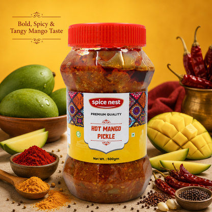 Spice Nest Hot Mango Pickle – Extra Spicy Indian Aam Ka Achar, Homemade Style