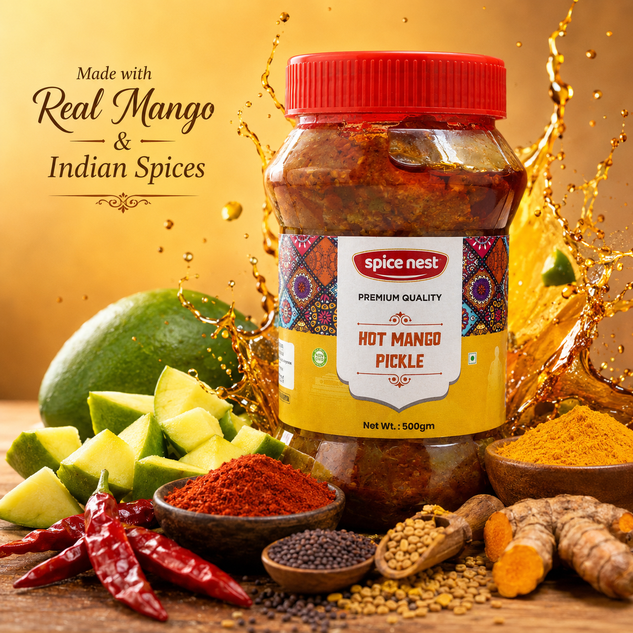 Spice Nest Hot Mango Pickle – Extra Spicy Indian Aam Ka Achar, Homemade Style