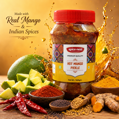 Spice Nest Hot Mango Pickle – Extra Spicy Indian Aam Ka Achar, Homemade Style